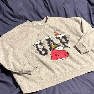 GAP Gray Snoopy Graphic Crewneck Sweater